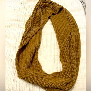 Tan Knit Infinity Scarf.